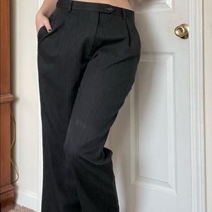 high-waisted pin-striped black pants (straight-leg)
